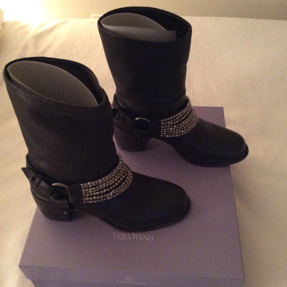 💥💕Vera Wang Natasha Boots Black Bling BEAUTIES! - Picture 3 of 5